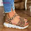 Sandales Atikota été femmes plate-forme léopard sandales élégant femme extérieur cheville boucle chaussures décontractées dame grande taille sandale 2022 nouveau Y220426 0120V23
