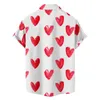 Camicie casual da uomo Cuore Amore Punti Stampa Camicia da uomo Estate Manica corta Camicetta Bottone Camicia bianca Abiti per San Valentino Abiti da festa Sociale Top maschili 230114