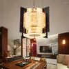 Pendant Lamps Energy Saver-Modern Chinese Circular Light Classical Solid Wood Imitation Sheepskin Lamp Living Room Restaurant