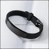 معرف تعريف مخصص اسم معرف Sile Men Men Bunk Fashion Lovers Black Engrave Logo Bracelets for Women Friends Gift Drop Del Ot790