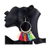 Dangle Chandelier Fashion Women 15 Colors Tassel Earrings Creative Big Circle Fringe Ear Drop Handmade Accessories Bohemian Hoop T Dheqo