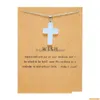 Pendant Necklaces Wish Card Cross Stone Necklace For Jewelry Making Stainless Steel Chain Women Men Gift Drop Delivery Pendants Dhinq