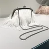 Evening Bags Luxury Designer Handbag Ladies Ostrich Feather Purse Woman's Handle Bag Crossbody Pearl Chain Shoulder Purses