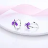 Hoop Earrings 2023 925 Silver Asymmetrical Heart Double Charm For Women Feather Earring Jewelry Birthday Gift