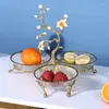 プレートフルーツプレートの装飾品ライトラグジュアリーリビングルームハイエンド家庭用コーヒーテーブルトレイストレージモダンガラス乾燥