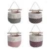 Storage Boxes 4pcs Wall Hanging Organizer Bag Lace Trim Container (Purple & Green Coffee Pink)