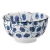 Bowls 6 Inch Underglaze Color Blue And White Porcelain Ramen Bowl Ceramic Noodle Soup Rice Fruit Salad Mixing Container Tableware