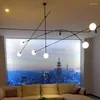 Chandeliers Modern Minimalist Line Chandelier Simple Branch Molecular Glass Ball Hanging Lamp Designer Art Home Decor Suspendu Light Fixture