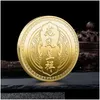 Other Arts And Crafts Chinese Coin With Dragons Phoenix 45Mm Collectibles Coins Lucky Commemorative Medal Gold Plated Souvenir For D Dhqoz