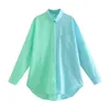 Blouses-shirts voor dames Spring Kleding Europeaan en Amerikaanse stijl Lapel Lange mouwen Losse kleur Matching Women Shirt Top 940