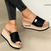 Slippers Summer Wedges Slippers Women Platform Mutper Fashion Fashion High Heeled Shoes Outdoor Beach Sandals Slides Flip Flop 0120V23