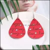 Dangle Chandelier Fashion Designer Pu Leather Earring For Women Girl Water Drop Heart Colorf Pattern Double Side Hook Jewelry Chri Dhkr2