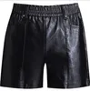 Frauen Shorts Schwarze Frauen Hohe Taille Pu-leder Winter Herbst Breites Bein Weibliche Dünne Elastische Motorrad J3582