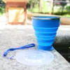 Koppar Saucers Portable Silicone Folding Travel Dractable Outdoor Mini Coffee Handcup With Lanyard / Lid Colorful Drinking Water Cup