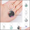 Nyckelringar Glass Time Gemstone Pendant Ring High Quality Teachers Day KeyFobs Holder Creative Letter Round Keychains Jewelry P374FA D DH6QN