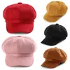 Boinas Mujeres Cálido Sólido Plano Octagonal Cap Artista Pintor Sboy Sombrero Otoño Invierno Protector Solar Bonnet Enfant Fille