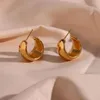 Hoop Earrings 2023 Hollow Light Gold Plated Chunky Hopp For Woman Minimalist 23mm Stainless Steel Jewelry Party