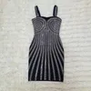 Abiti casual Donne Summer SEXE SEXY Diamonds Scintiera Mini BodyCon Black Brack Body 2023 Elegante party da sera Vestitidocasuale