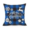 Pillow Blue Christmas Cover Xmas Balls Snowflake Fir Branch Truck Year Sofa Pillows Case Home Decor Living Room Pillowcase