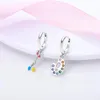 Boucles d'oreilles cerceau 2023 925 argent asymétrique coeur Double charme pour les femmes plume boucle d'oreille bijoux cadeau d'anniversaire