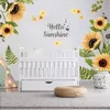 Wall Stickers DIY Sticker Decal Sunflowers Contact Paper Roll Reusable Erasable Removable Floral Plant White