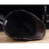 Berets Berets 2023 Men Street Bonnet Real Leather Beret Top Cowhide Male Thin Hats 55-60cm Adjustable Forward Cap Leisure Duckbill Men's Leather Hat Fashion Hat