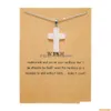 Pendant Necklaces Wish Card Cross Stone Necklace For Jewelry Making Stainless Steel Chain Women Men Gift Drop Delivery Pendants Dhinq