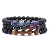 Beaded Fashion Black Matted Stone Strand Armband Natural Tigers Eye Elasticity For Women Men smycken Drop Delivery Armband Dhnjj