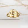 Bröllopsringar Pentagram Hexagon för kvinnor Rostfritt stjärna av David Judisk fingerring Religiös Amulet Jubileumsmycken