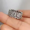 Fedi nuziali Eternità Moda taglio a pera Zaffiro bianco Cubic Zirconia CZ Pietra per regalo di gioielli di fidanzamento da donna