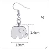 Dangle Chandelier 19X14Mm Alloy Elephant Drop Earrings For Women Ladies Gold Sier Ear Hook Fashion Delivery Jewelry Otygm