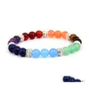 Perlenstränge 7 Chakra Armband Männer Heilung NCE Perlen Kette Reiki Buddha Gebet Achat Tiger Naturstein Armreif für Frauen Mode Otucp