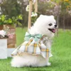 Dog Apparel Plaid Skirt Folds For Dogs And Medium-sized Pet Clothes Walking The Princess Wedding Supplies