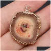 Charms Natural Stone Irregar Round Agate Slice Pendant Healing Reiki Crystal Finding For Fai da te Collane Gioielli moda donna Drop De Dhjvr