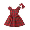 Fille Robes De Noël Bébé Robe À Carreaux Christams Dos Nu Pétale À Manches Courtes Parti Pageant Tutu Enfants Filles Vêtements Vestidos Mujer