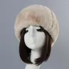 贅沢な女性フェイクファーヒョウロシア帽子ソリッドウォームウィンターボンバーイヤーフラップ耳の保護