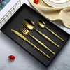 Dinnerware Sets For Kitchen Gold Tableware Stainless Steel Cutlery Spoon Set Fork Spoons Knives Golden Eco Friendly