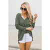 Women's T Shirts 2023 Long Sleeve V-neck Irregular Split Knit Top Black Military Green Coffee Tops For Women On Autumn