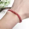 Strand 6mm naturlig äkta Strawberry Quartz ädelstenar Stone Crystal Stretch Woman Lady Round Bead Armband Drop