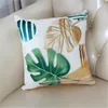 Almohada 45x45cm Plantas tropicales Impreso Funda de sofá Lino de algodón Hogar Sala de estar Silla Asiento Decoración