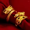 Wedding Rings Dragon Phoenix Ring Men Women Jewelry Adjustable Opening Couple Engagement Finger Gold Color Chinese Style