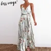 Women's Jumpsuits & Rompers Floral Print Hollow Out Boho Jumpsuit Romper Women Halter Split Summer Beach Long Playsuit Female Bandage Holida