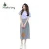 Two Piece Dress 2023 Summer Women's White And Plaid Suit Nature Casual Professional Two-piece Women Wearing