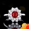 Anel vintage do anel vintage 925 jóias de prata com rubi zircon gemstone dedo aberto para feminino para festas de casamento acessórios clustercluster