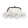 Evening Bags Luxury Designer Handbag Ladies Ostrich Feather Purse Woman's Handle Bag Crossbody Pearl Chain Shoulder Purses