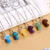 Pendant Necklaces Healing Natural Crystal Necklace Lovely Mushroom Charm Carnelian Opal Pink Purple Fashion Women Jewelry 002 Drop D Dhe1R