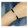 Bracciale con ciondoli numero 8 fatti a mano con catena a maglie per donna Regola i braccialetti con simbolo di infinito placcato argento nero bianco intrecciato Rop Dh3Yq