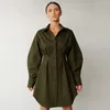 Damskie bluzki moda kobieta 2023 jesień zima sukienka bodycon koszulka Khaki z długim rękawem Top Office panie 6513