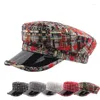 Berets huishen006 SPRZEDAŻ KOBIET SIDY PLAID Beret Caps British Sboy Hat Girls Casual Floral Artiist Cap Cap