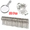 Porte-clés en métal plaqué argent, breloques vierges, anneau fendu, porte-clés, anneaux de liaison, femmes et hommes, chaînes de bricolage, accessoires